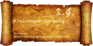 Kleininger Gergely névjegykártya